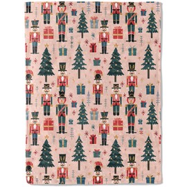 ainori Vintage Festive Nutcracker Pink Throw Blanket- Ultra Soft, Fleece, Lightweight,Christmas Trees Winter Night Blankets,for Couch Room Bedroom,Holiday Decor,Gifts for Kids Girls 50x60in