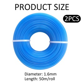 Pack of 2 Grass Trimmer Line, Round Mowing Line, 1.6 mm x 50 m Trimmer Line, Brush Cutter Thread, Nylon Trimmer Line, for Grass Trimmers and Brush Cutters, Blue