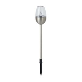 Dehner Flame Solar Light Set of 4 Diameter 6.1 cm Length 41.7 cm Stainless Steel / Plastic Silver