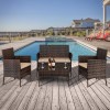 Yard Patio Furniture Set 4 Pcs Outdoor Wicker Sofas Rattan
