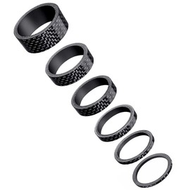 HONGECB Bicycle Headset Spacer, Road Bike Carbon Spacer, Bicycle Headset Spacer, Full Carbon, Bicycle Ahead Stem Headset Spacer, 2/3/5/10/15/20 mm Set, 6 Pieces, Black