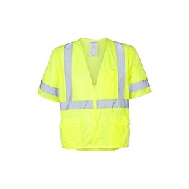 Ironwear 1294-LZ-2-M ANSI Class 3 Polyester Mesh SAFETY Vest with Zipper & 2" Silver Reflective Tape, Lime, Medium