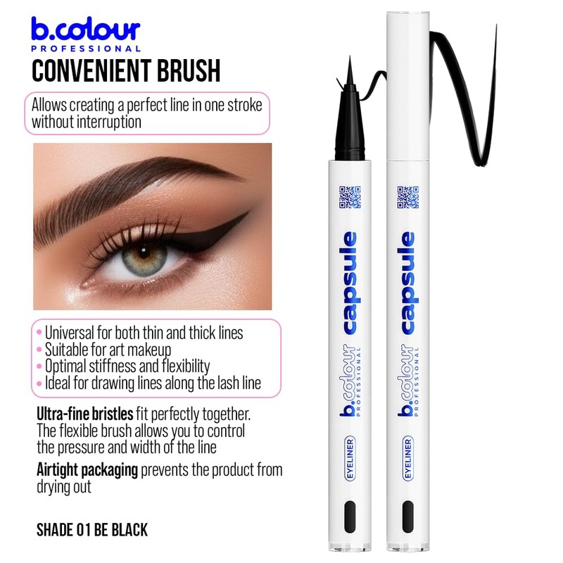 Waterproof eyeliner / 01 Be Black, Pro Capsule, BC, 7Days,