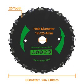 Upgraded 9" x 20T Chainsaw Tooth Cutter,110" x 80T Carbide Tip Brush Blades with Universal Adapter Kit,Premium Stainless Steel Trimmer Head Compatible with Cutter, Trimmer, Weed Eater (2 Pack)