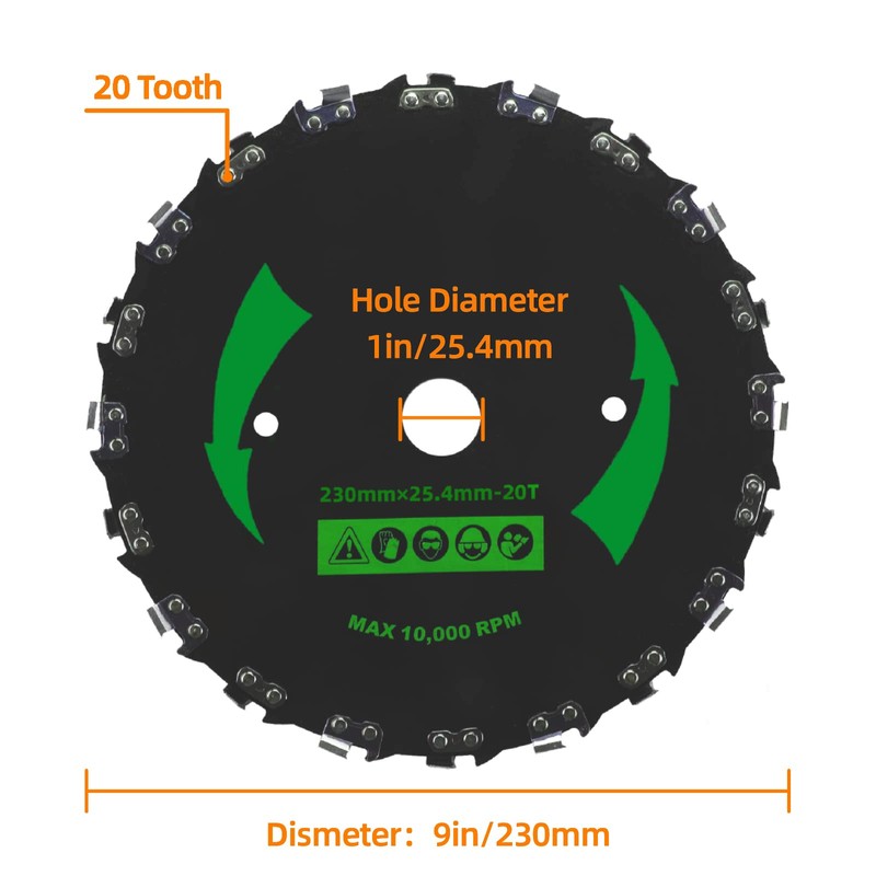 Upgraded 9" x 20T Chainsaw Tooth Cutter,110" x 80T Carbide