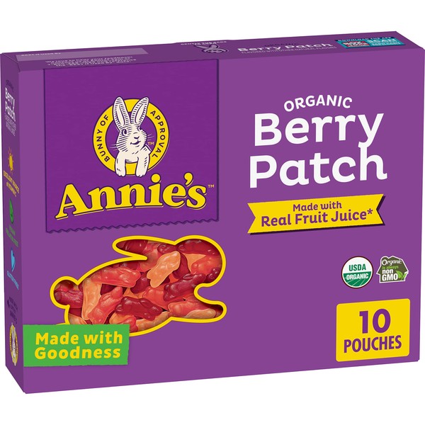 Annie's Organic Berry Patch Bunny Fruit Flavored Snacks, Gluten Free, 10 Pouches, 7 oz.