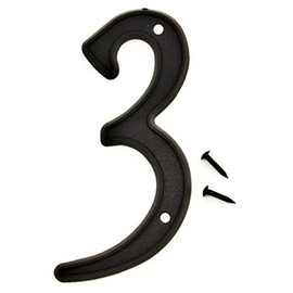 Hy-Ko 4” Classic Black Reflective Plastic House Number, Modern Raised Numbers for Exterior House, Durable Convenient Marking for Home Address with Included Mounting Hardware for Simple Installation