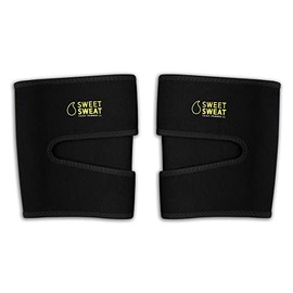 Sports Research Sweet Sweat Thigh Trimmers for Men & Women Increases Sweat & Activity to The Thighs During Exercise (Yellow Logo, Medium)