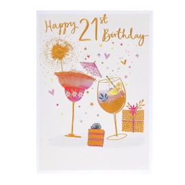 UK Greetings 21st Birthday Card for Her/Friend - Cocktail Design