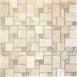 Travertine MOS43-1212-15 Mosaic Tiles Stones Wall Floor Natural Stone Beige Brown Tile Kitchen Bathroom