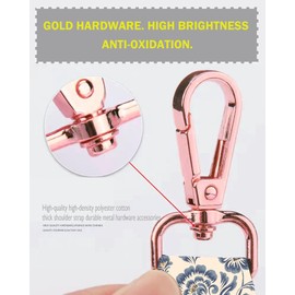 DANHRO Purse Strap Replacement Crossbody, 1.5" Rose-Golden Buckle Wide Shoulder Strap Adjustable, Cute Handbag Shoulder Bag Strap Replacement Belt Luxury Retro Flowers