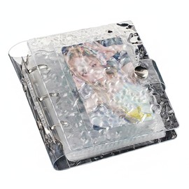 moire imports Precise Book Trekker Case, Mini Binder, 3 Holes, A7 Holder, Clear, Transparent, Sealing Book, Includes 20 Refills (Green Pink)