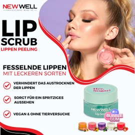 NEW WELL Lip Scrub Lip Scrub - Intensive Moisture, Vegan, 100% Natural, Cruelty Free (Strawberry)