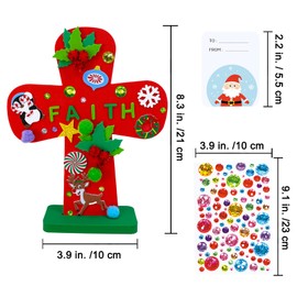 Winlyn 18 Set Christmas Craft Kits DIY Stand-up Cross Decorations Art Sets Snowman Snowflake Foam Stickers Arts and Crafts for Kids Party Classroom Sunday School VBS Activities