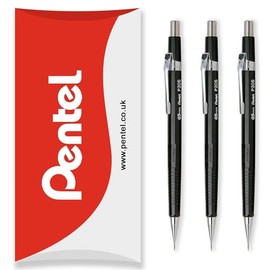 Pentel P200 Series Automatic Mechanical Pencil - Pack of 3 HB Pencils - In Pillow Packaging (P205 (0.5mm))