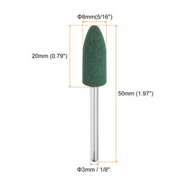 sourcing map 10pcs Rubber Polishing Bits, Rotary Buffing Bits with 8mm (5/16-inch) Mounted Conic Head, 3mm (1/8-inch) Shank, for Metal, Jewelry, Stone, Rock Grinding, Green