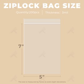 Golden State Art, 5" x 7" (200 Count) Clear Plastic Zip Bags, 3 Mil Small Reclosable Zipper Poly Bags for for A2 A4 A6 Cards & Envelopes, Bakery, Cookies, Candies