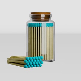 EcoFlare Colored Wooden Matches 1.9" Long Matches in a Jar Striker On The Jar (Teal)
