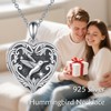 CUPENDA Hummingbird Locket Necklace Sterling Silver Heart Locket Necklace with