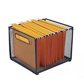 SETTFRFE Organizador de Carpetas Colgantes de Tamaño Carta, Caja de Archivos Colgantes de Malla Metálica, Cestas de Archivos de Oficina, Negro