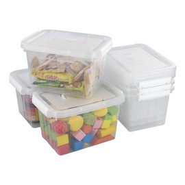 Kiddream Set of 6 Clear Plastic Storage Bins With Lids, 6 Quart Latch Boxes
