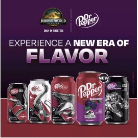 Dr Pepper Blackberry Zero Sugar Soda Jurassic World Rebirth 12 pack 12 fl oz Can