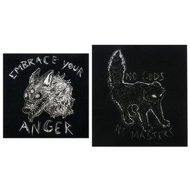 2 Pieces Gothic Punk Patch Sew On Patches DIY Crafts Vintage Appliques Patches for Jackets Jeans Vests Hats Backpacks Shirts Punk Accessories (No Gods & Embrace Your Anger)