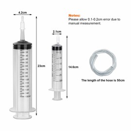 2pcs 150ml Large Plastic Sterile Syringe with 2*50cm Tubes and 1 pack 30ml Syringe Individually for Scientific Labs Feeding Pet Measuring Liquids and Glue Applicator