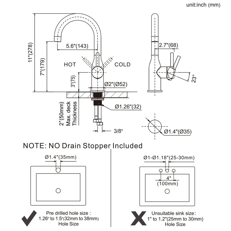 WOWOW Brushed Gold Bar Sink Faucet Single Hole Bar Faucet