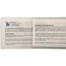 All Things Bunnies TB Tatt Tattoo Pen Laminated Instructions