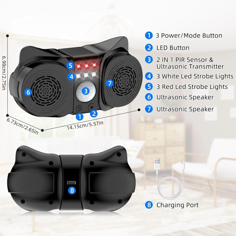 JahyElec Ultrasonic Rodent Repellent: Plug-in, 3 Modes, 6 LED Flashing
