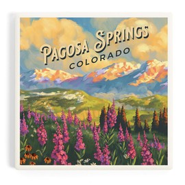 Pagosa Springs, Colorado, Oil Painting (Absorbent Ceramic Coaster, Single, Cork Back, Kitchen Table Decor)