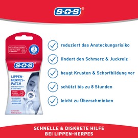 SOS Lip Herpes Patch | Cold Sores Bubbles | Discreet Herpes Plasters: Almost Invisible + Up to 8 Hours Protection | Burning & Itching Relieve 30 Patches