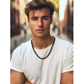 6mm 316L Stainless Steel Miami Cuban Chains Necklaces Hip Hop Punk Jewelry Black Curb Cuban Link Chain Necklace for Men & Women 26 inches