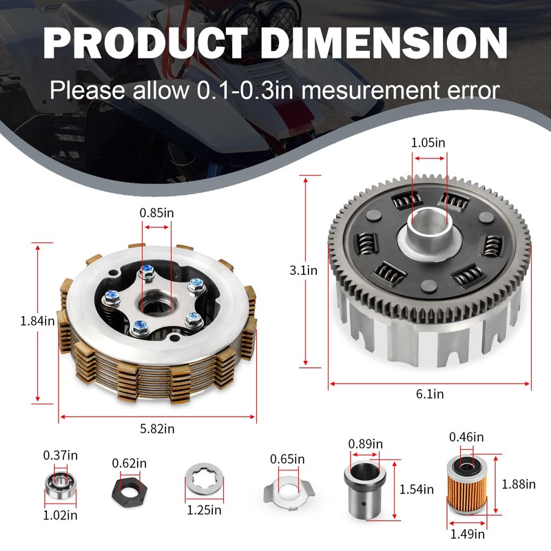 Clutch Kit Assembly w/Gasket + Clutch Basket for Yamaha Warrior