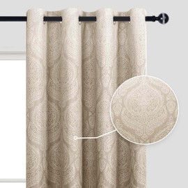 DWCN Ombre Blackout Curtains for Living Room - Thermal Insulated Block Light Energy Saving Privacy Gradient Damask Grommet Window Curtains for Bedroom, Set of 2 Panels, 52 x 63 Inch Length, Taupe
