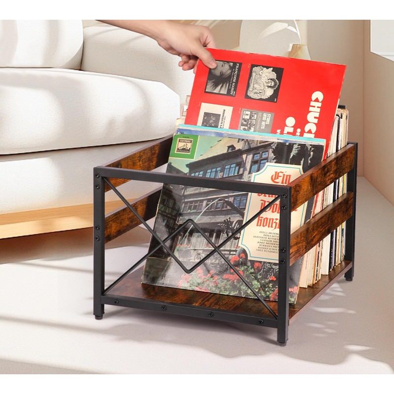 Y&M Vinyl Record Storage Crate, Wooden Storage Box, Classic Cube
