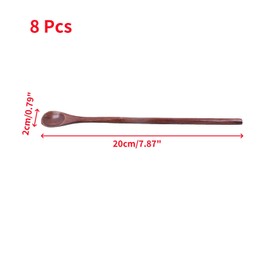 Oedema 8 Pcs Long Handle Tasting Spoons 8 Inch Wooden Coffee Stirring Spoons Mixing Teaspoons for Kitchen Cooking Utensils