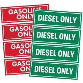UanofCn 8 Pcs Diesel Only & Gasoline Only Stickers for Fuel Tank Tractor Fuel Cans Gas Caps Weatherproof Adhesive Decals 6x2 inch 8 Labels