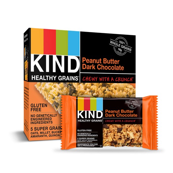 KIND Healthy Grains Bars, Peanut Butter Dark Chocolate, Gluten Free, 40 Count