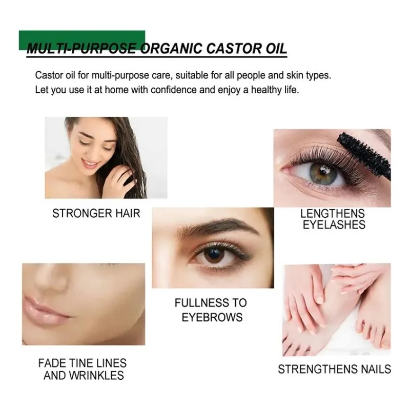 Aceite De Ricino,crecimiento De Pestañas, Cejas, Cabello 2pc