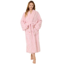 MIZZEO Microfiber Robes for Women-Pink (S/M), Cozy Soft Warm Plush Women Robe Plush Long Bathrobe