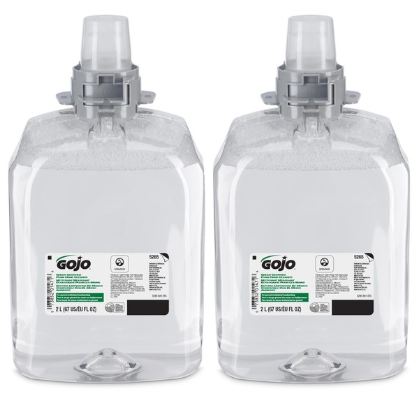 Gojo Green Certified Foam Hand Cleaner, 2000 mL Foam Hand Soap Refill FMX-20 Push-Style Dispenser (Pack of 2) - 5265-02