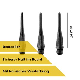 Karella Ultimo Dart Tips, Made in Germany, Sturdy Plastic Dart Tips, Professional Soft Dart Tips, Dart Tips for Electronic Dartboard, Perfect Hold in the Dart Machine, Pack of 500, 2BA Thread