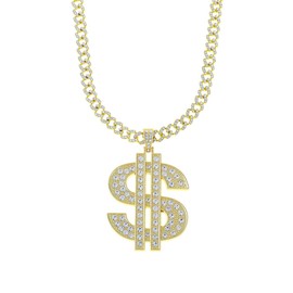 Auriselle Herren Hip Hop O-Kette Halskette mit Dollar Anhänger Rhinestones Retro Streetwear Schmuck für Männer Jungen Damen, Punk Party Accessoires in Gold, 50cm