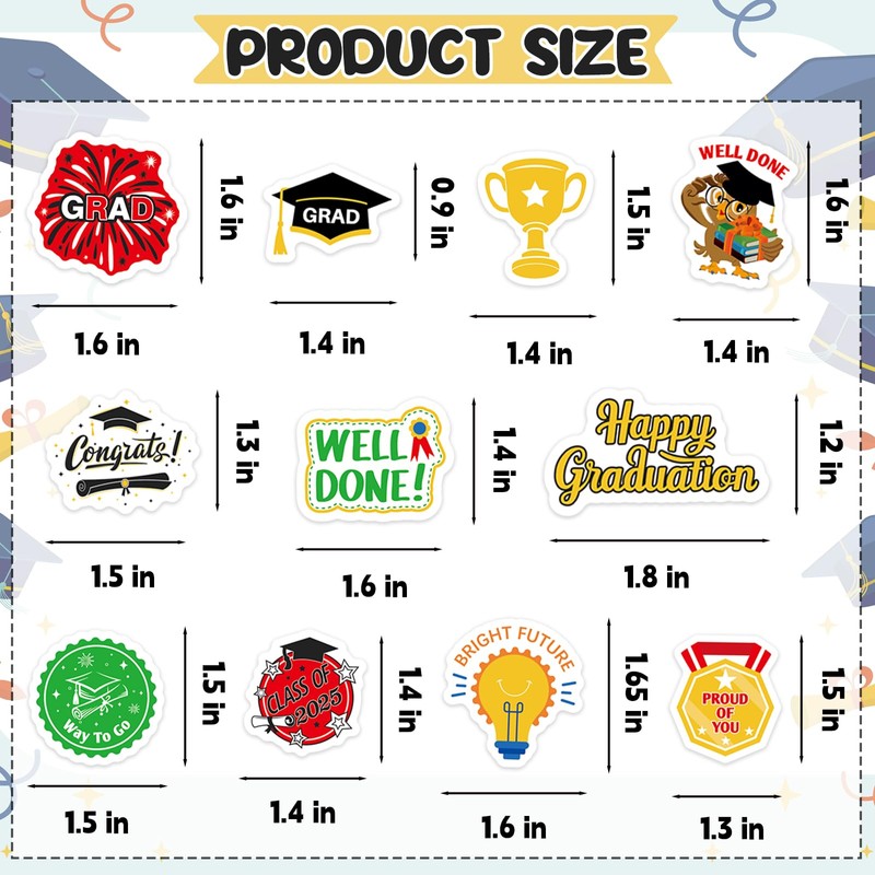 300Pcs Graduation Foam Stickers, Cute 2025 Graduation Sticker Congrats Grad