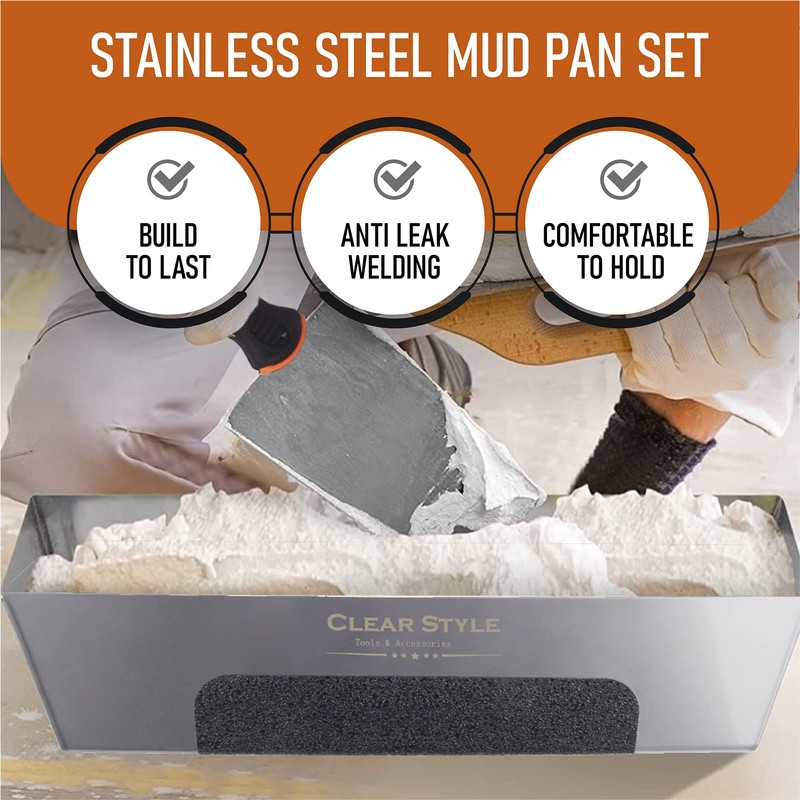 CLEAR STYLE Stainless Steel Mud Pan 14-Inch – 2 Pack