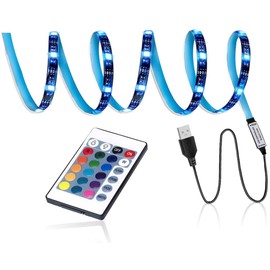 LED TV Backlight, 6.56Ft USB LED Strip Light, RGB Multi-Colour LED Light Strip Kit Waterproof IP65, Wireless Remote Controller for TV/PC/Laptop (2M)