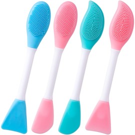 YALOJE 4pcs Silicone Facial Cleansing Brush, 2 in 1 Double-Sided Facial Scrubber Pore Cleansing Brush, Reusable Face Mask Applicator Tool Skincare Accessories for Makeup, Blackheads Removal