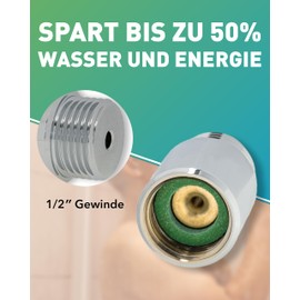 ecowaterjet Water Saver for Shower - Save up to 50% Hot Water with 100% Comfort - Energy-Saving Flow Limiter for Every Shower Head - Water Saving Flow Regulator